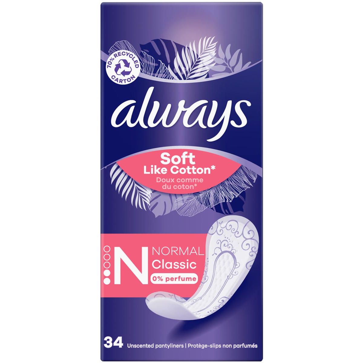 Always - Soft Like Cotton Slipeinlage Normal Classic, Packung mit 34 Stück