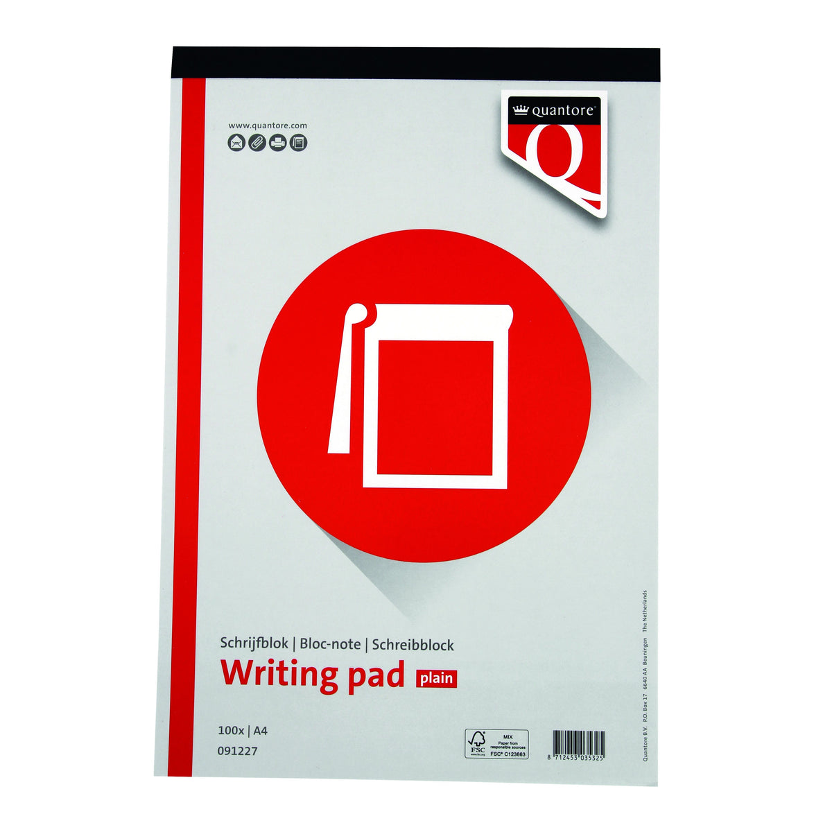 Quantore - Schreibblock A4 blanko 100 Blatt 60gr | 5 Stück
