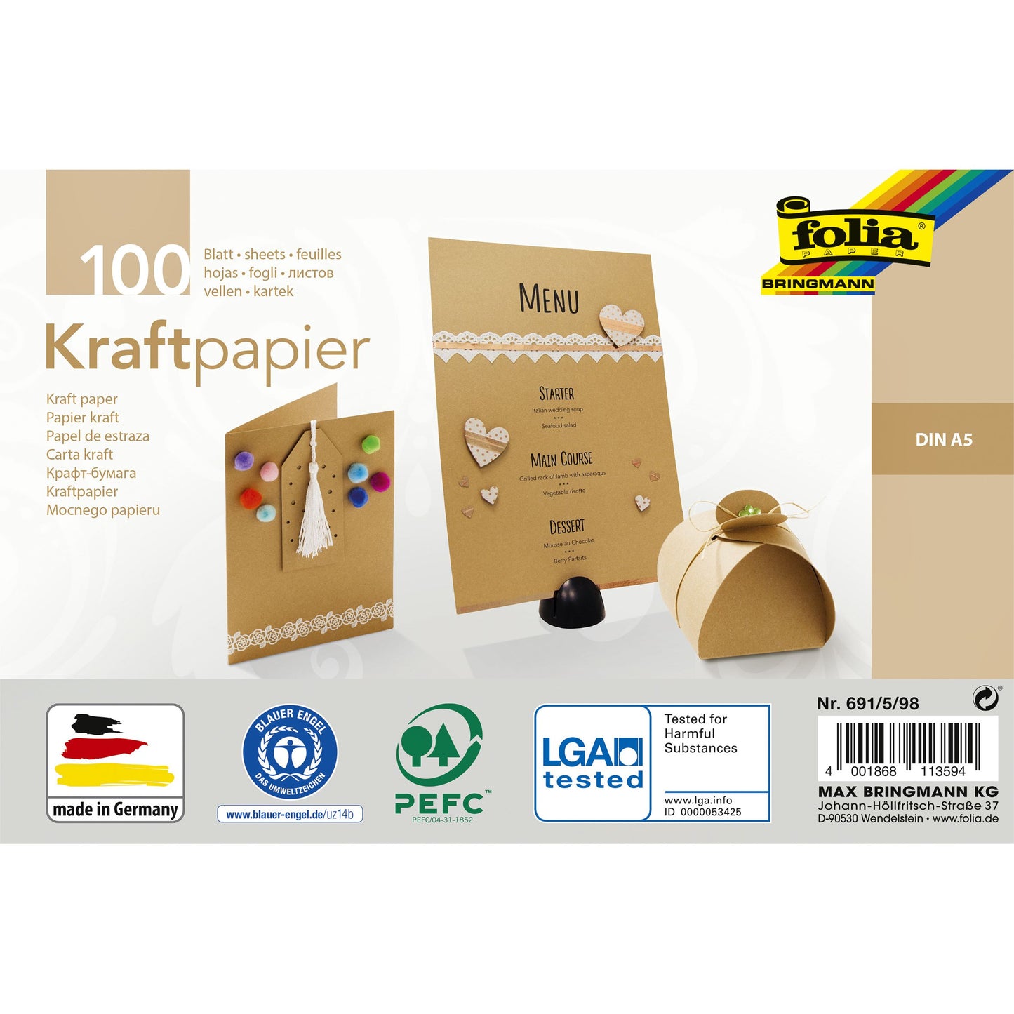 Folia Paper - Kraftpapier Folia A5 120gr 100 Blatt
