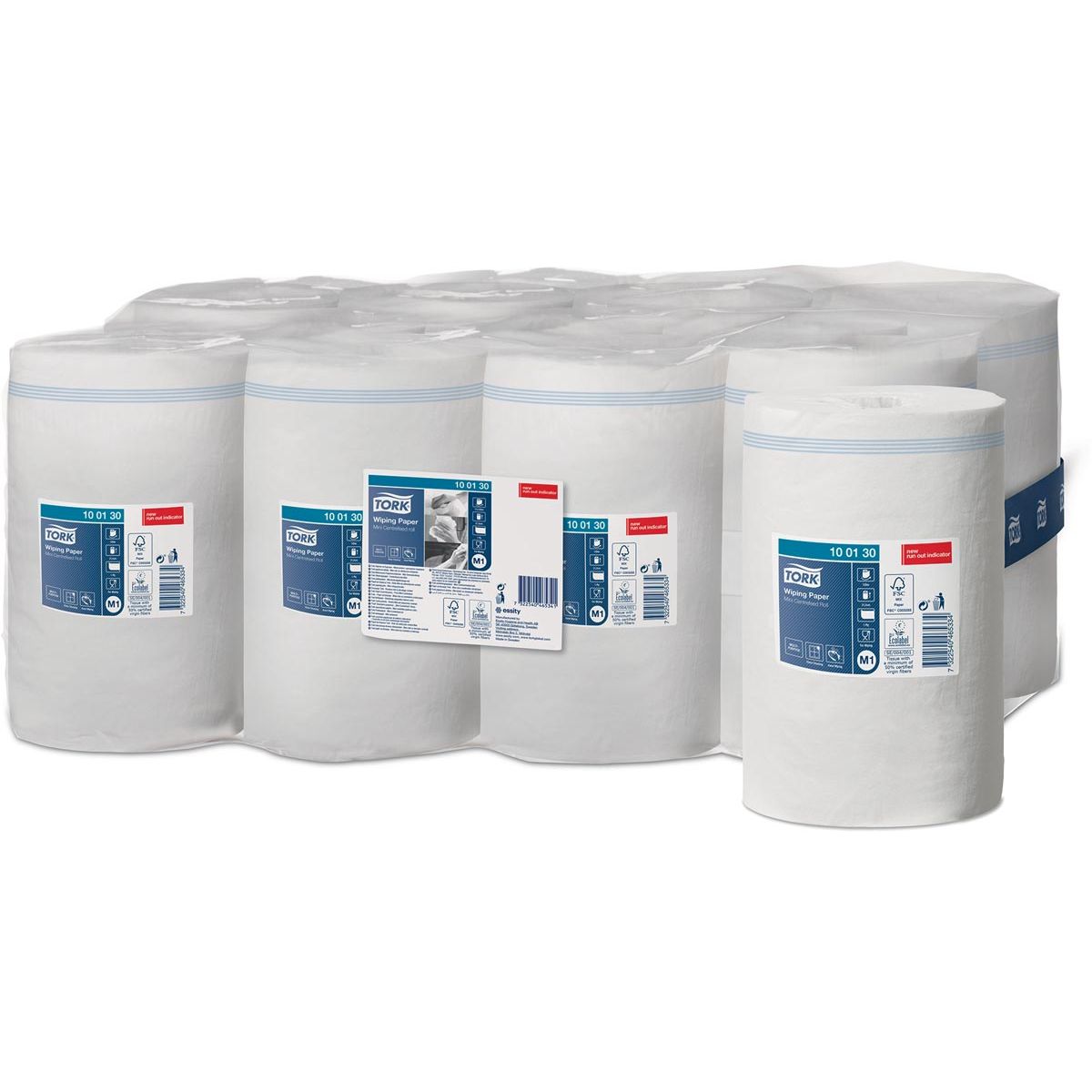 Tork - Mini Centerfeed Reinigungspapier, 1-lagig, System M1, Packung mit 11 Rollen