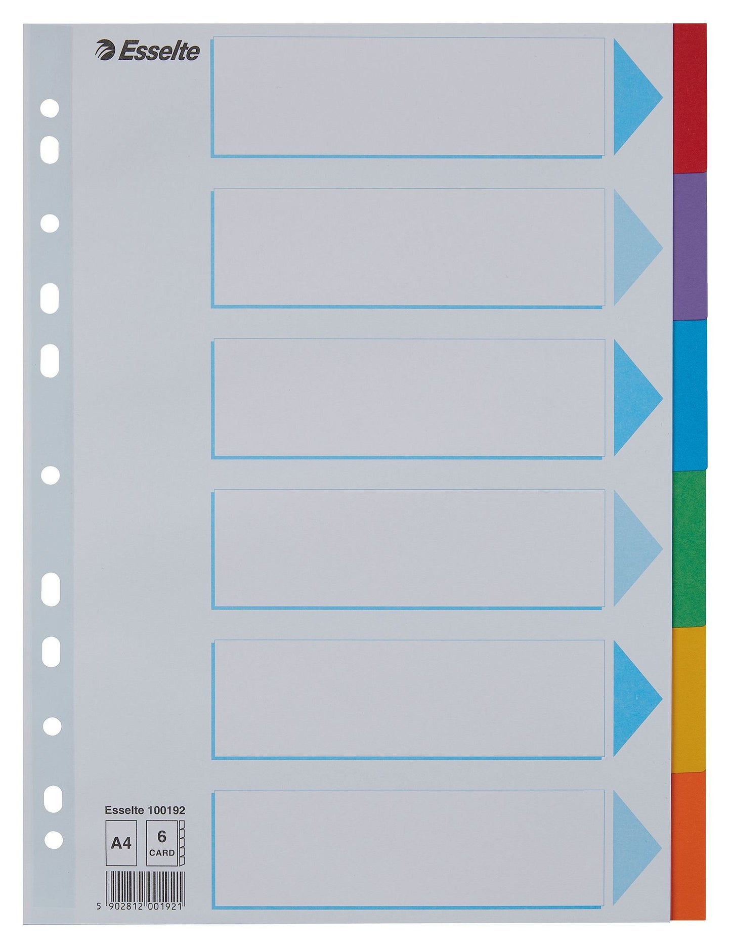 Esselte - Tabs Standard A4 6-teiliger Karton 11-Ring mit sortiertem Deckblatt | 20 Stück