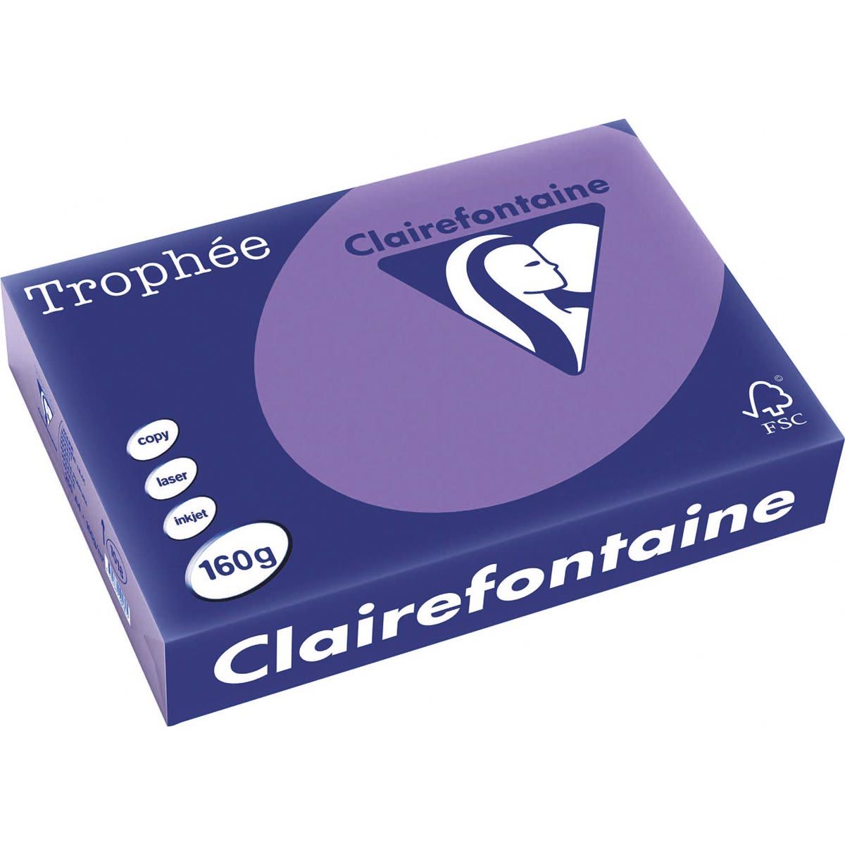 Clairefontaine - Trophée Intens, farbiges Papier, A4, 160 g, 250 Blatt, violett