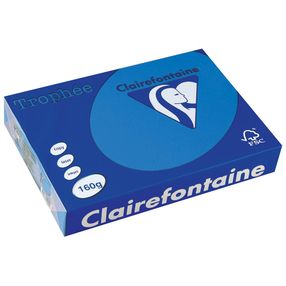 Clairefontaine - Trophée Intens, farbiges Papier, A4, 160 g, 250 Blatt, türkis