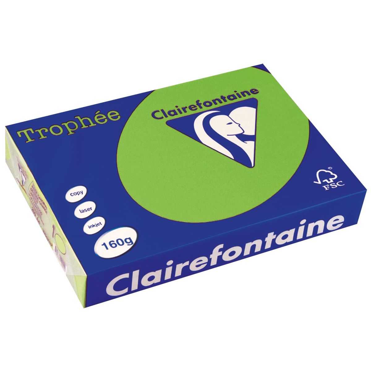 Clairefontaine - Trophée Intens, farbiges Papier, A4, 160 g, 250 Blatt, grasgrün