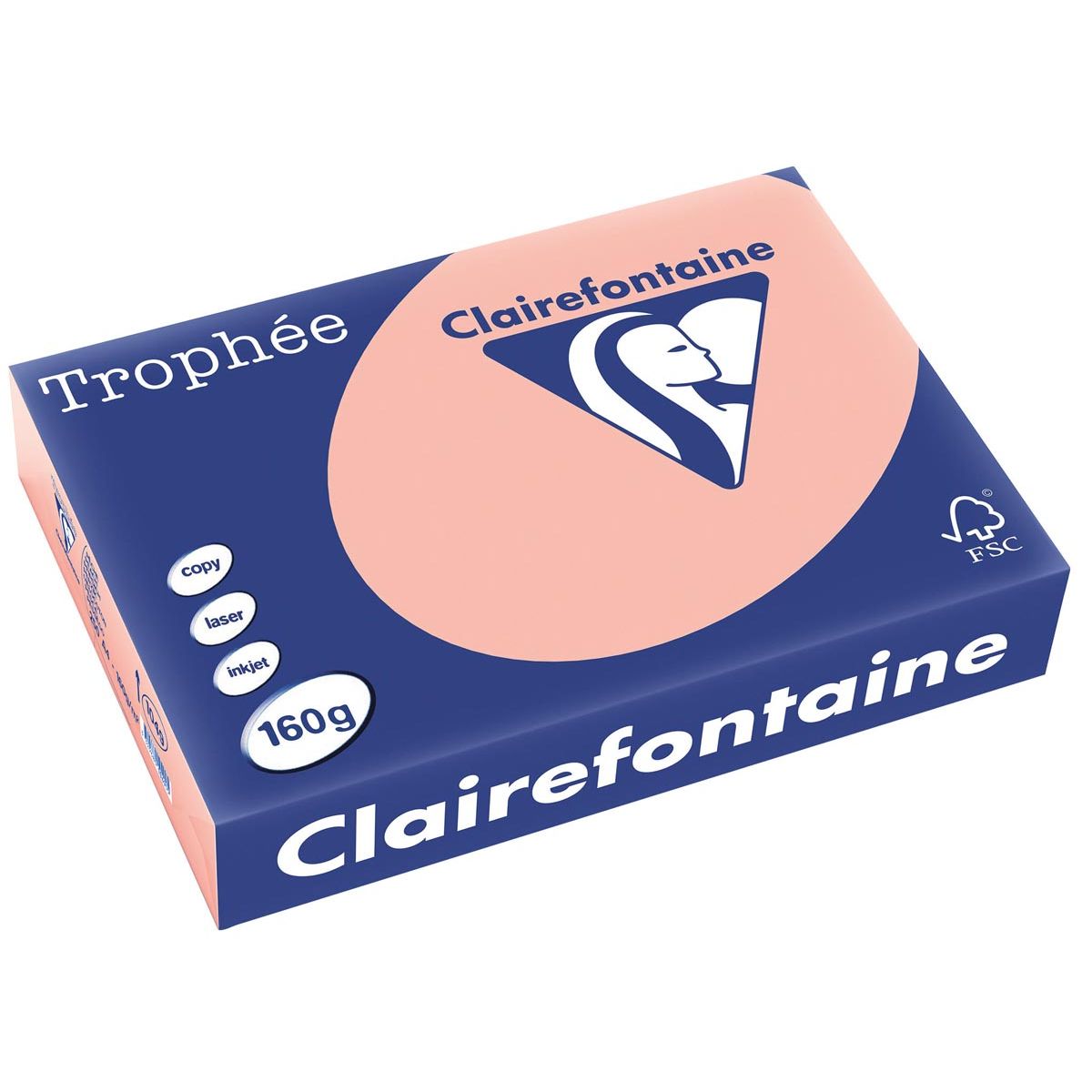 Clairefontaine – Trophée tel, farbiges Papier, A4, 160 g, 250 Blatt, Pfirsich