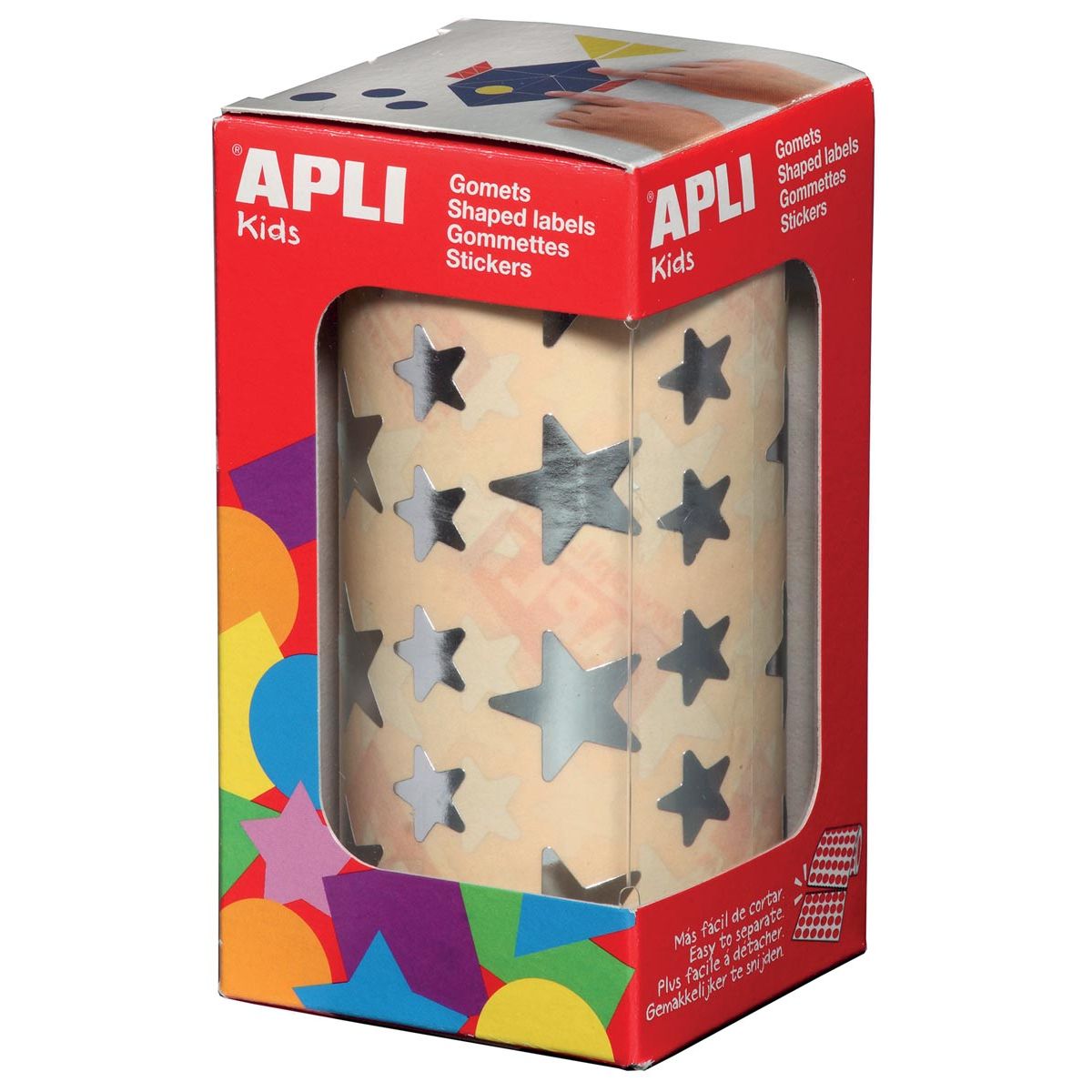 Apli Kids - Kinderaufkleber auf Rolle, Stern, 2360 Stück, Metallic-Silber