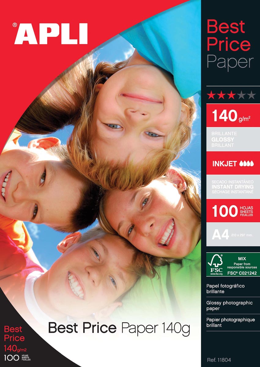 Apli – Fotopapier Best Price ft A4, 140 g, Packung mit 100 Blatt