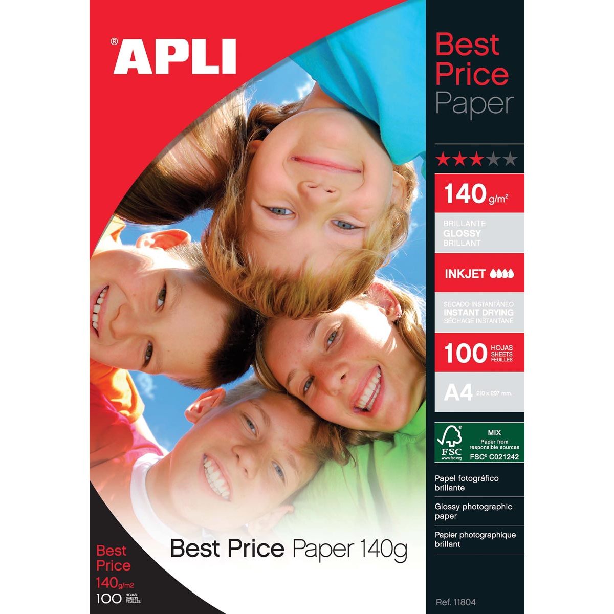 Apli – Fotopapier Best Price ft A4, 140 g, Packung mit 100 Blatt