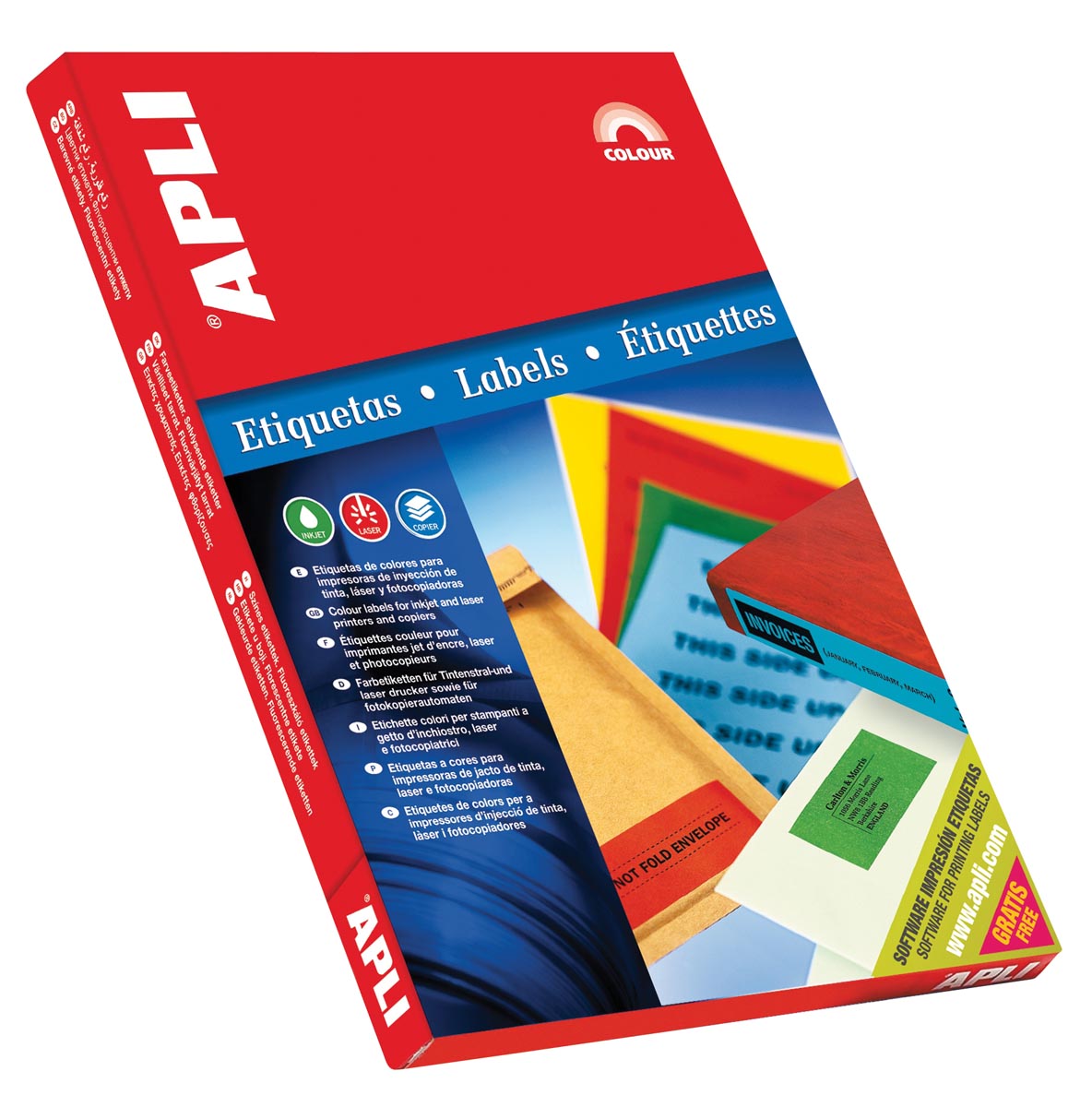 Apli – Farbige Etiketten ft 70 x 37 mm (B x H), blau, 2.400 Stück, 24 pro Blatt