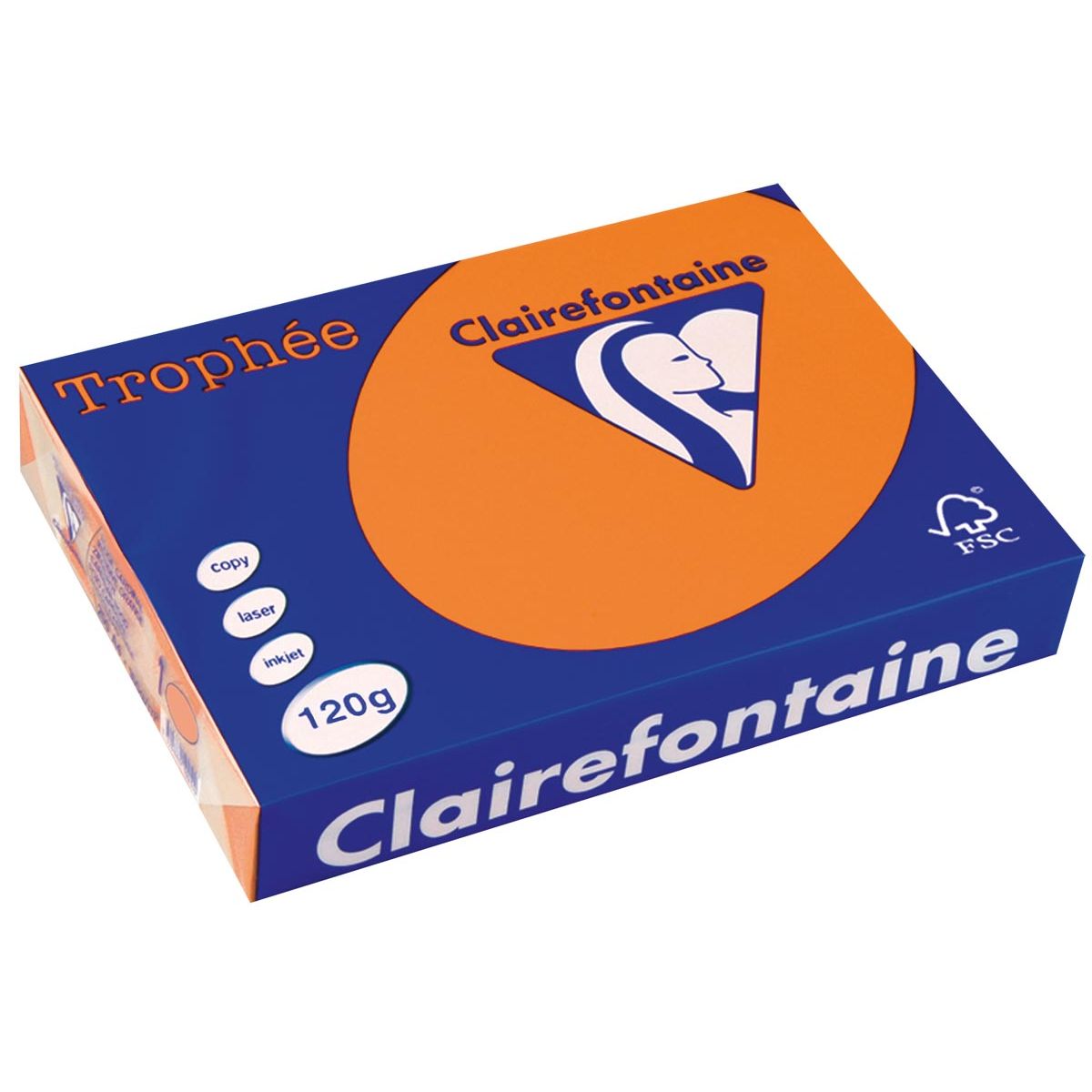 Clairefontaine - Trophée tel, farbiges Papier, A4, 120 g, 250 Blatt, orange