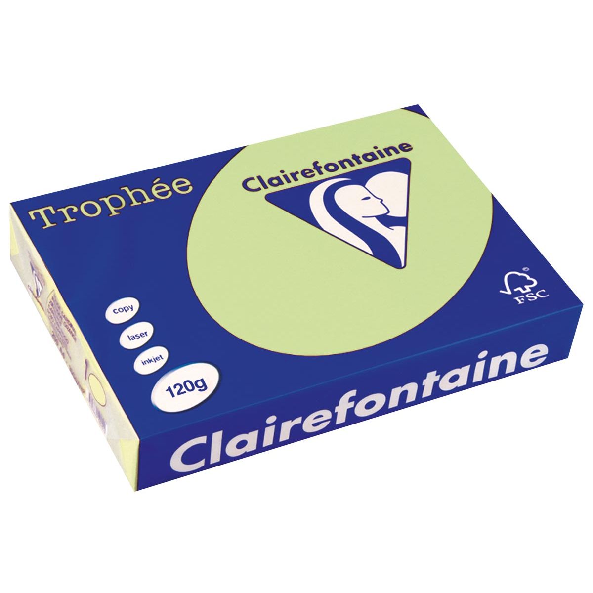 Clairefontaine - Trophée tel, farbiges Papier, A4, 120 g, 250 Blatt, grün