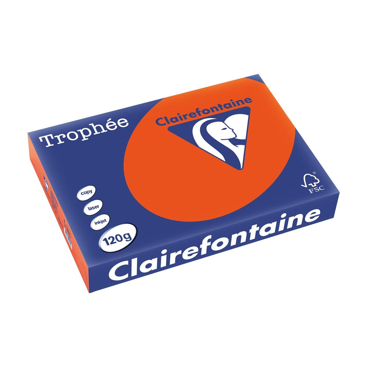 Clairefontaine - Trophée Intens, farbiges Papier, A4, 120 g, 250 Blatt, Kardinalrot