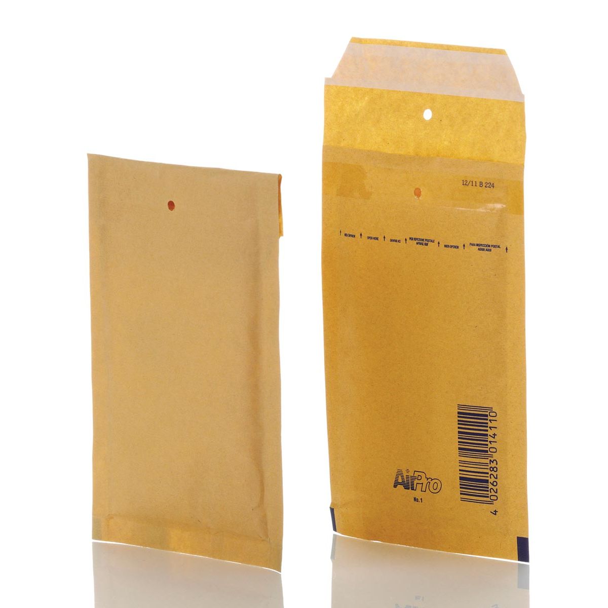 Airpro - Bong-Luftpolstertaschen, ft 100 x 165 mm, mit Streifenverschluss, Karton mit 200 Stück, braun