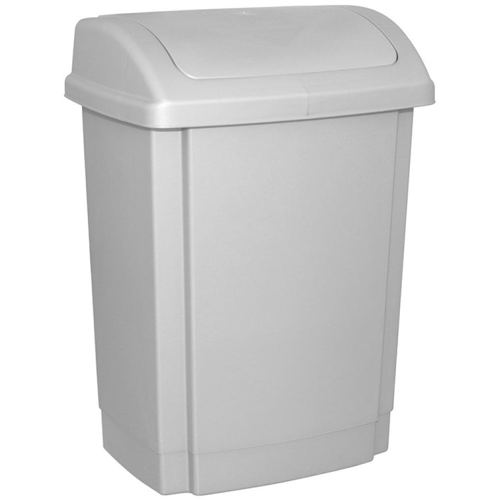 OFFICE products - vuilbak, met swing deksel, 15 l, grijs