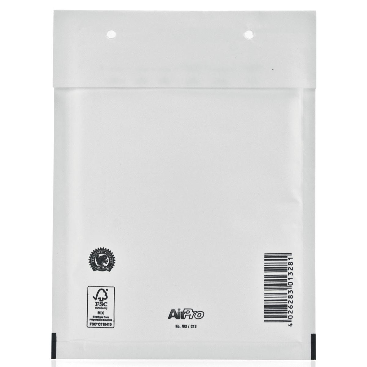 Airpro - Bong-Luftpolstertaschen, ft 150 x 215 mm, mit Streifenverschluss, Karton mit 100 Stück, weiß