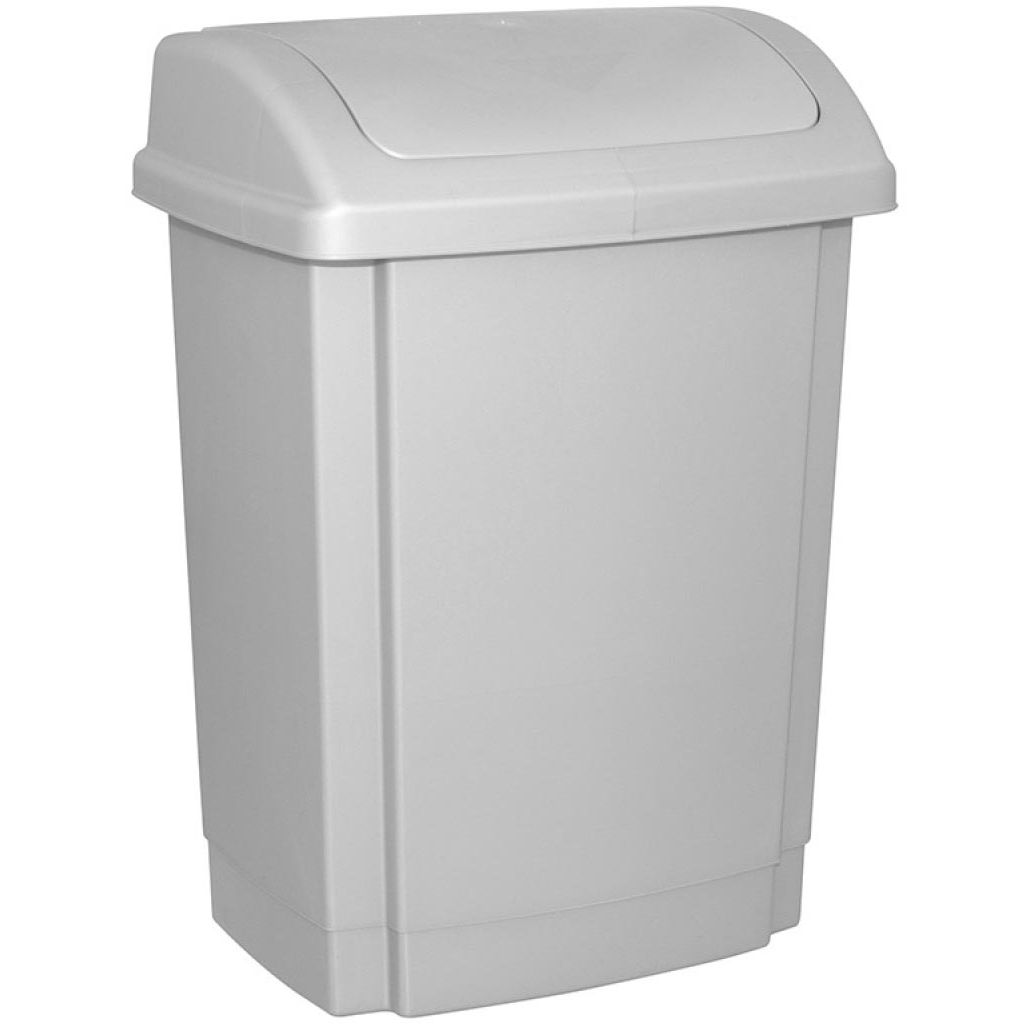 OFFICE products - vuilbak, met swing deksel, 25 l, grijs