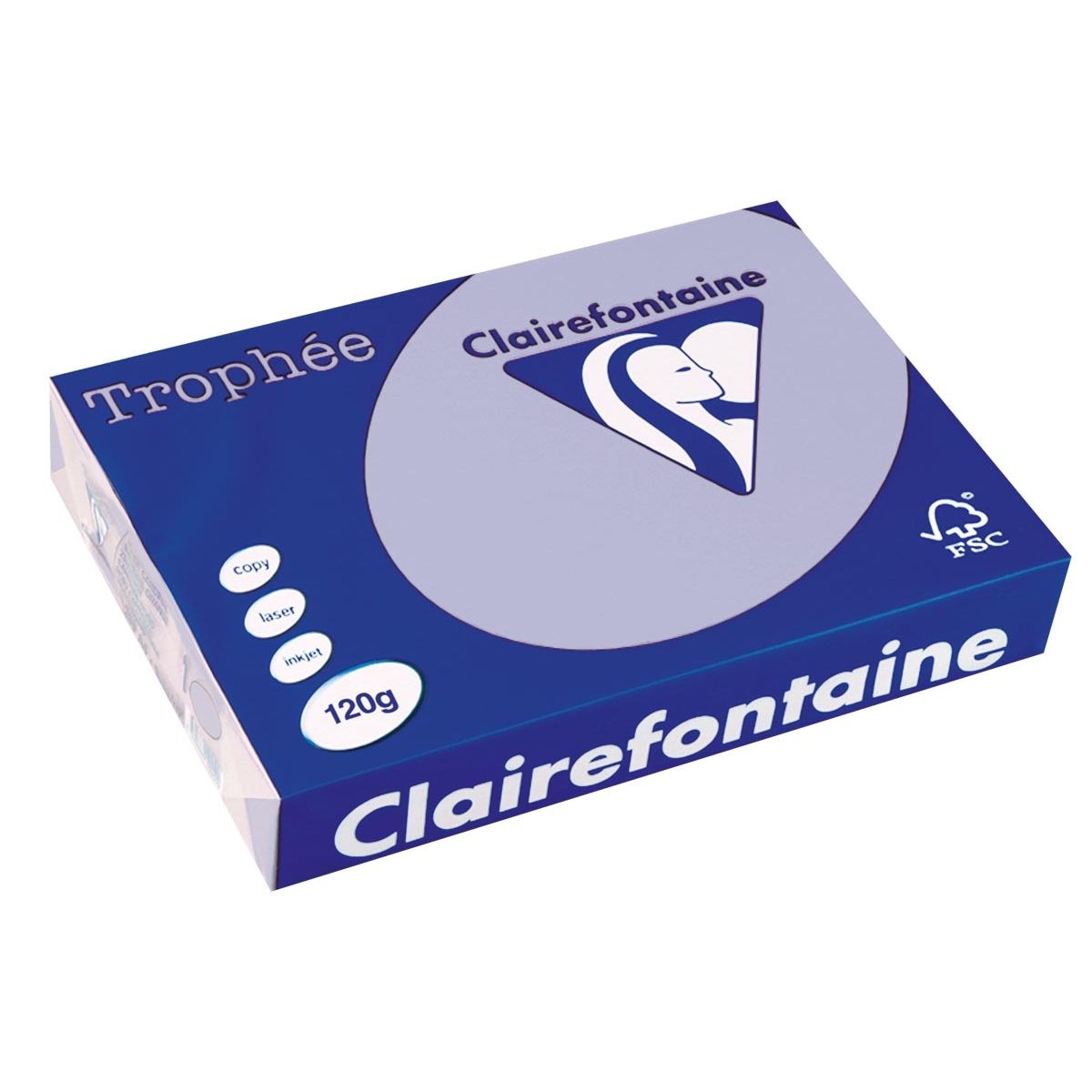 Clairefontaine - Trophée tel, farbiges Papier, A4, 120 g, 250 Blatt, Lavendelblau