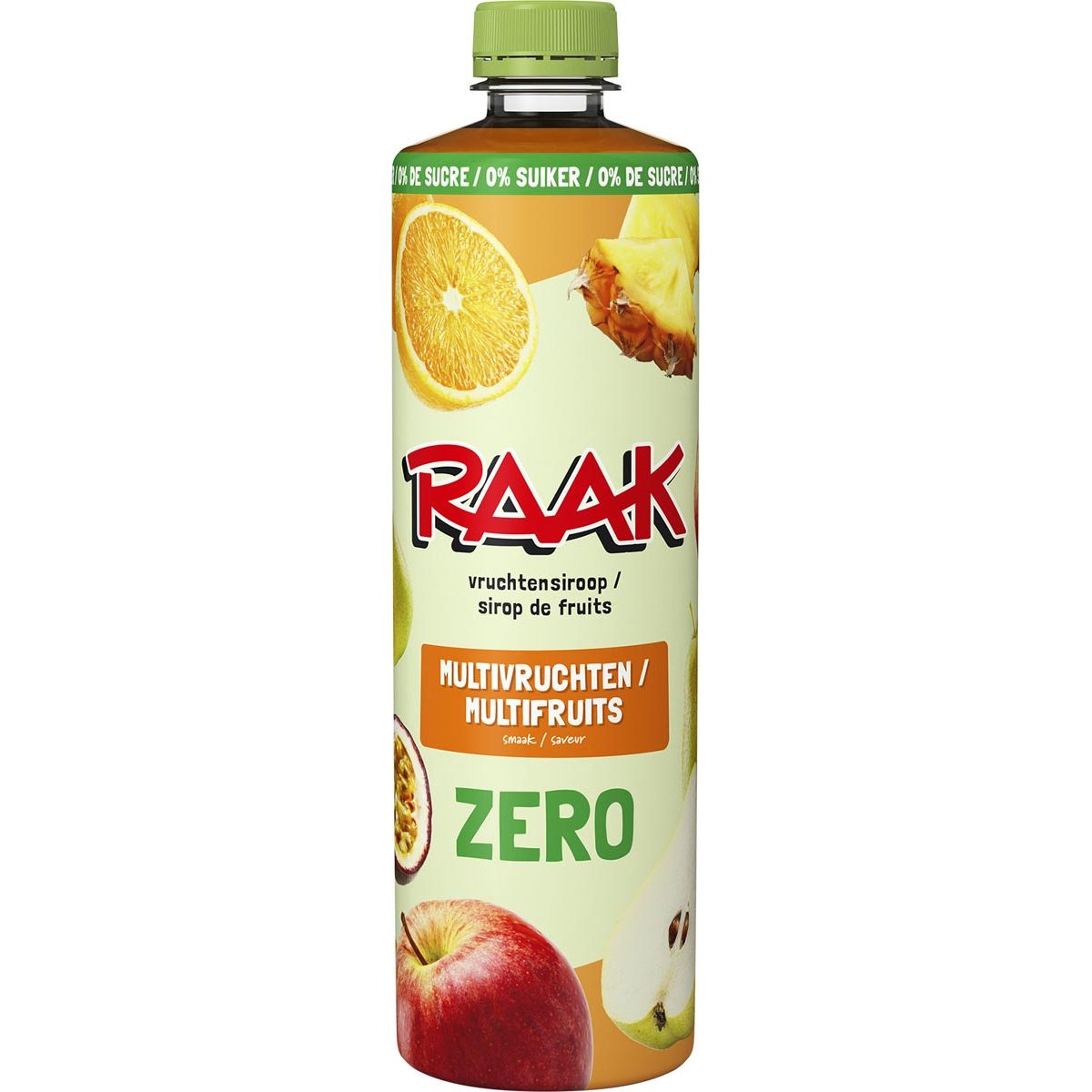 Raak - siroop multivruchten Zero Sugar, fles van 75 cl
