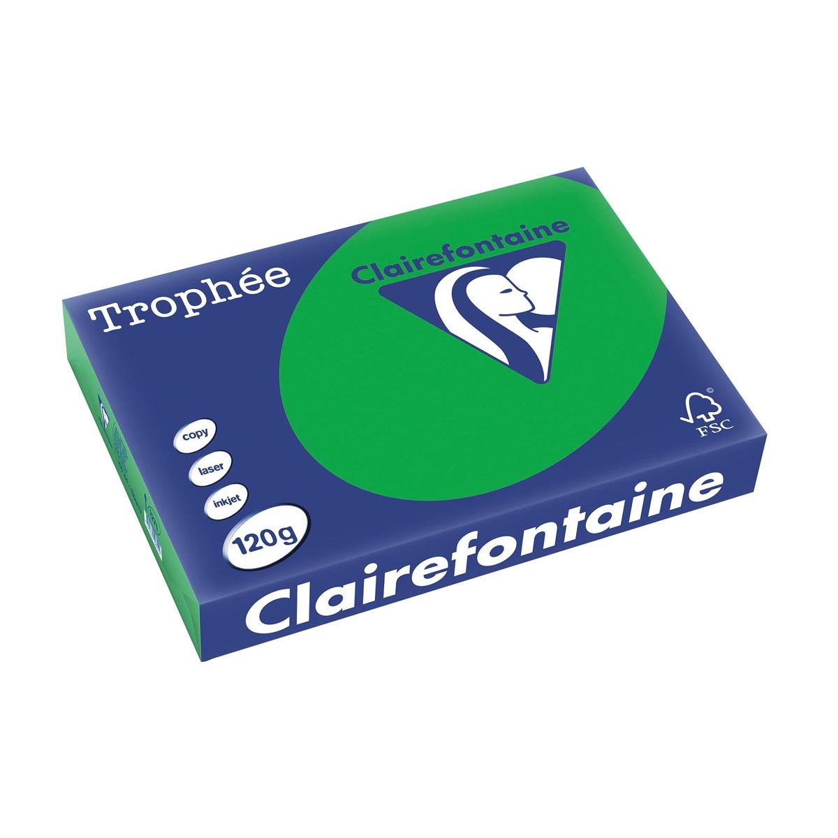 Clairefontaine - Trophée Intens, farbiges Papier, A4, 120 g, 250 Blatt, bijartgrün