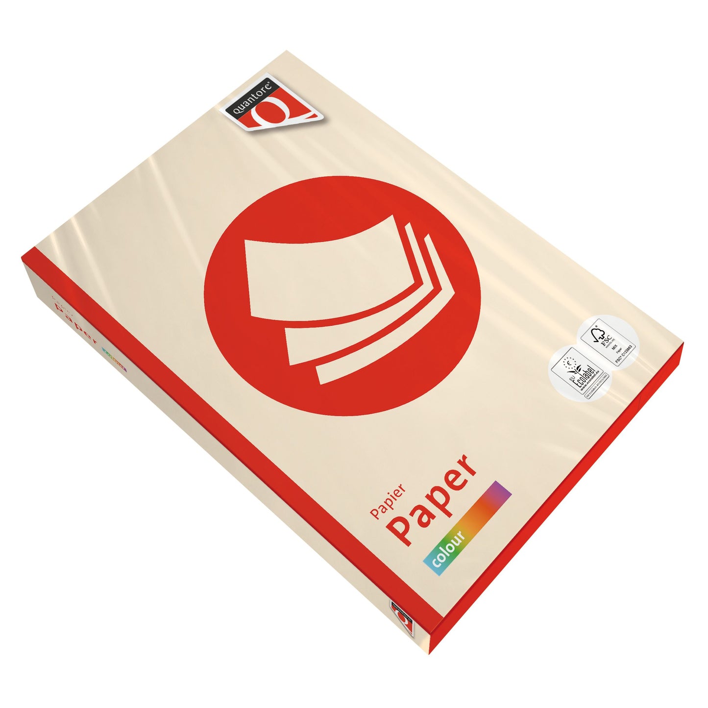 Quantore - Kopierpapier Farbe A4 80gr Creme 500 Blatt | 5 Stück