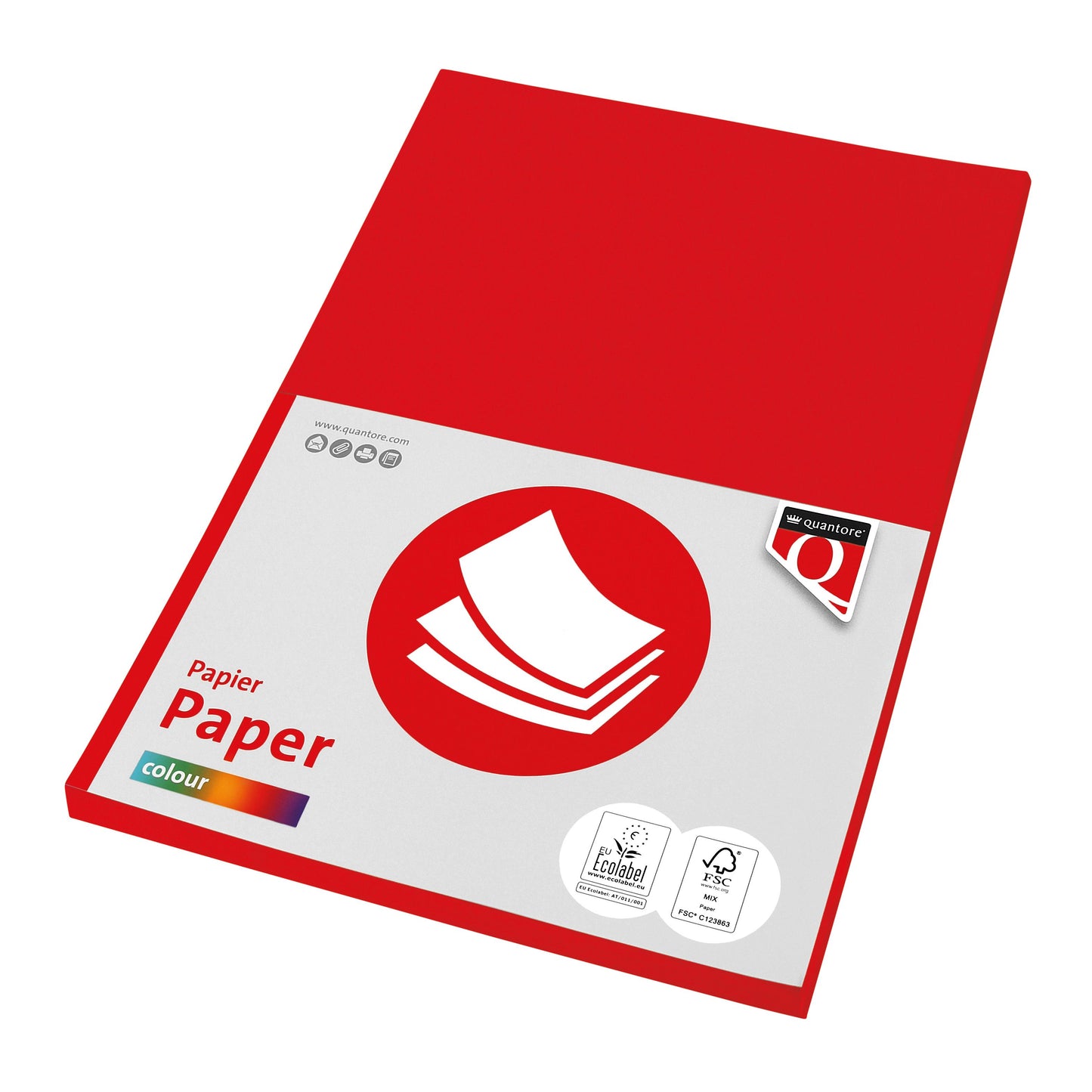 Quantore - Kopierpapier Farbe A4 160gr leuchtend rot 50 Blatt