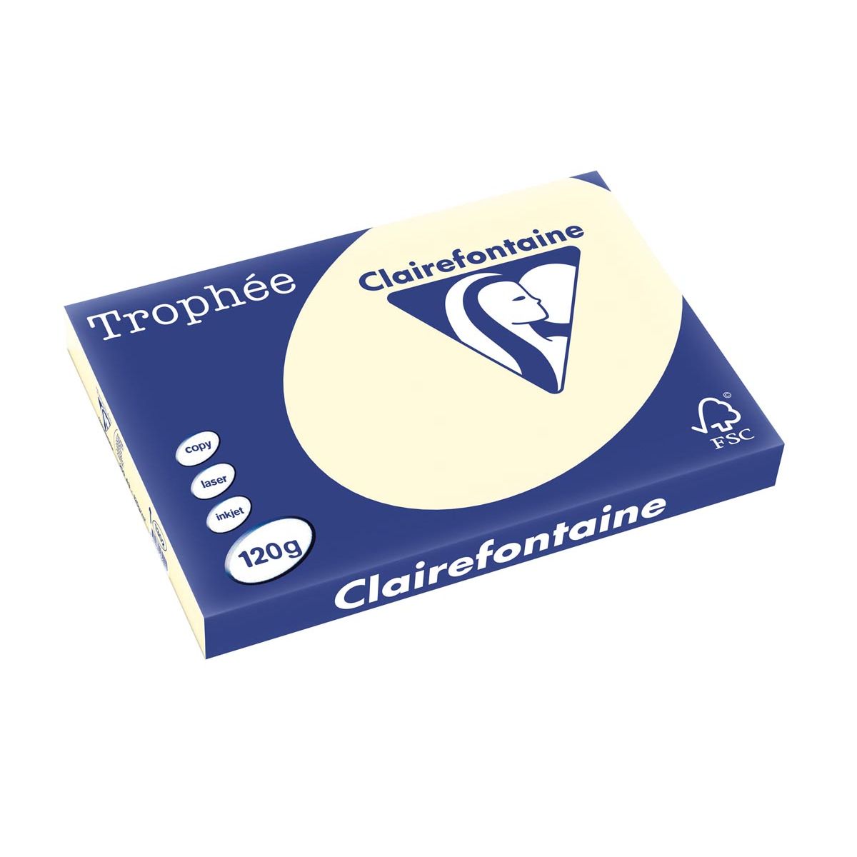 Clairefontaine - Trophée tel, farbiges Papier, A3, 120 g, 250 Blatt, Creme