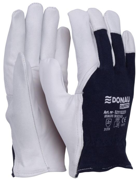 DONAU SAFETY - werkhandschoenen, wit-blauw, XL, maat 10