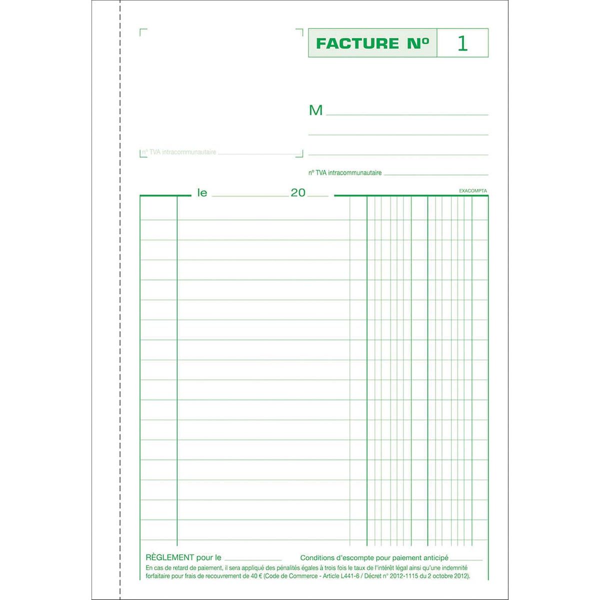 Exacompta – Rechnungen, ft 21 x 14,8 cm, dreifach, französisch