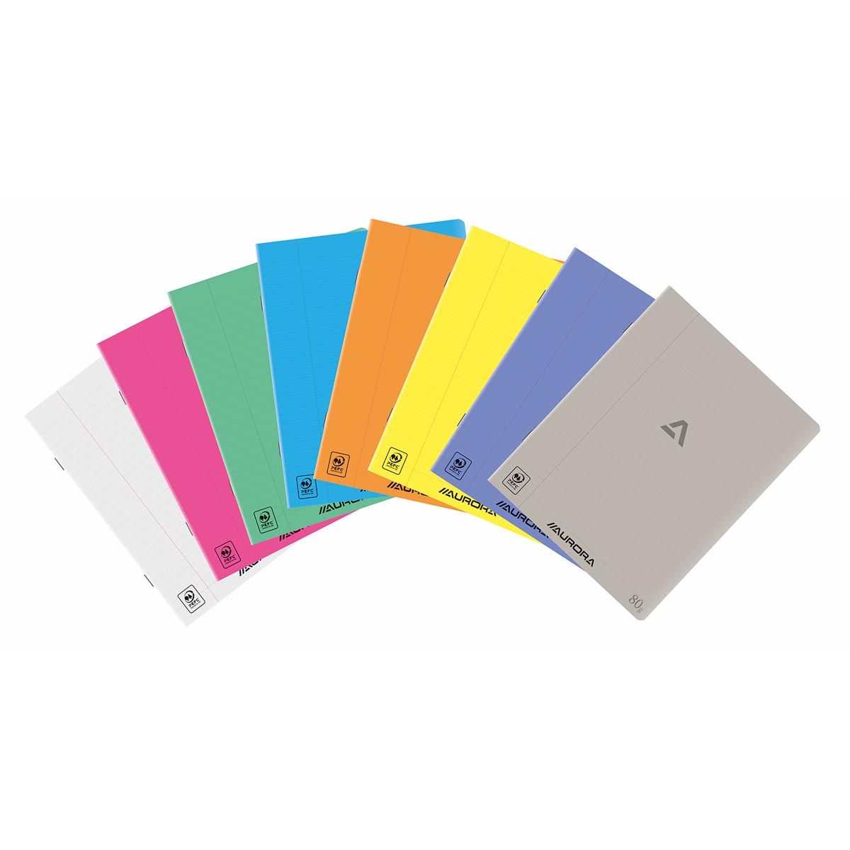 Aurora - Writing 80 Notizbuch, geheftet, liniert + Rand, 72 Seiten, A5, transparentes PP