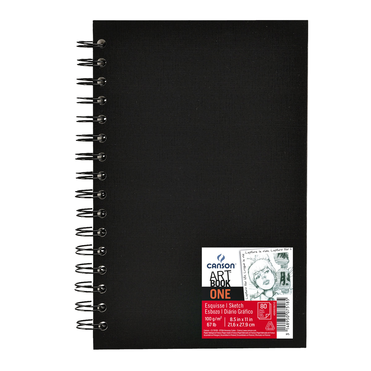 Canson – Skizzenbuch Art Book One, spiralgebunden, 80 Blatt, 100 g, 216 x 279 mm, weiß