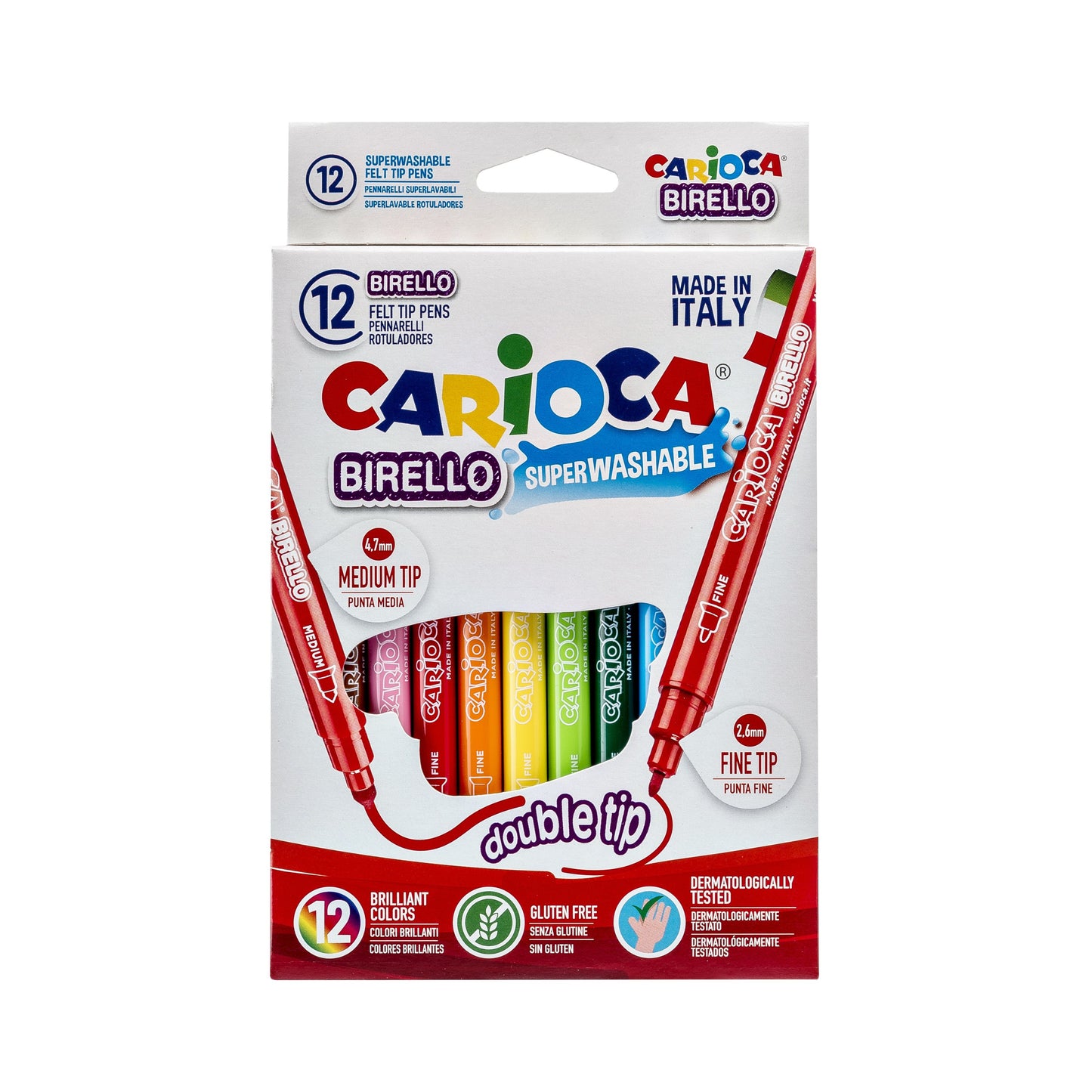 Carioca - Filzstift Birello mit Doppelspitze, sortiertes Set mit 12 Stück
