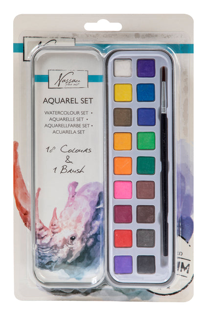 Art Sensations – Aquarellfarbe Nassau Art Dose mit 18 Näpfchen und Pinsel | 12 Stück