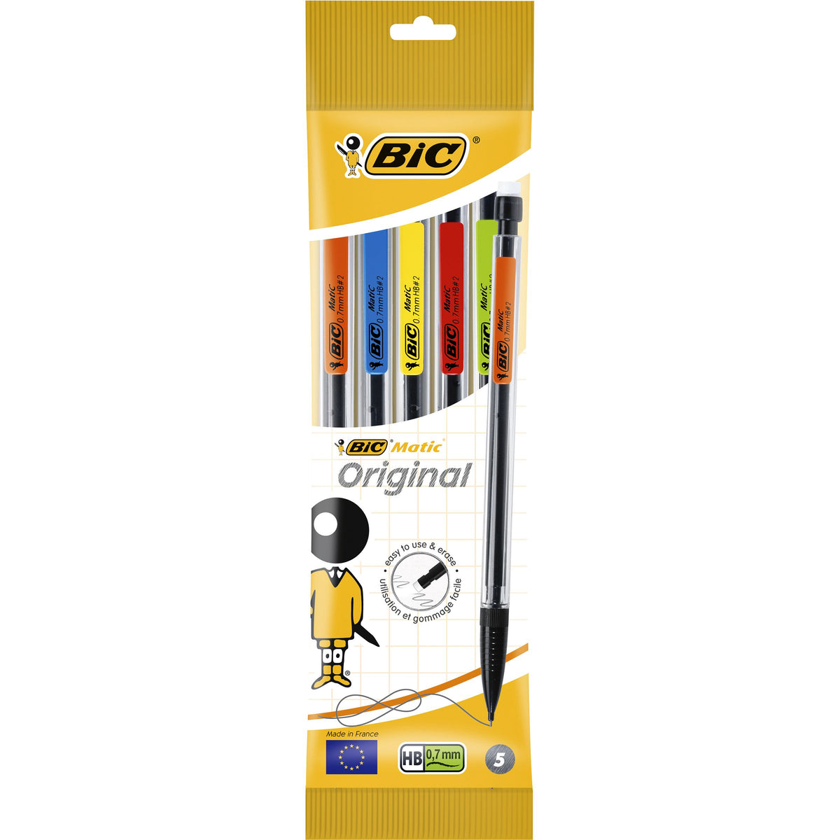 Bic - Druckbleistift Matic Original HB 0,7 mm, sortierter Beutel mit 5 Stück