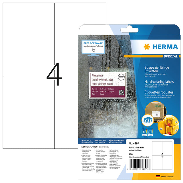 HERMA - Etikett 4697 105x148mm wetterfest weiß 100 Stück