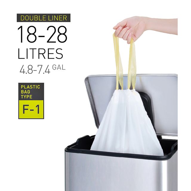 Quantore - Abfallbeutel MDPE Typ F1 mit Kordelzug 49x68cm 18-28L weiß Rolle à 20 Stück