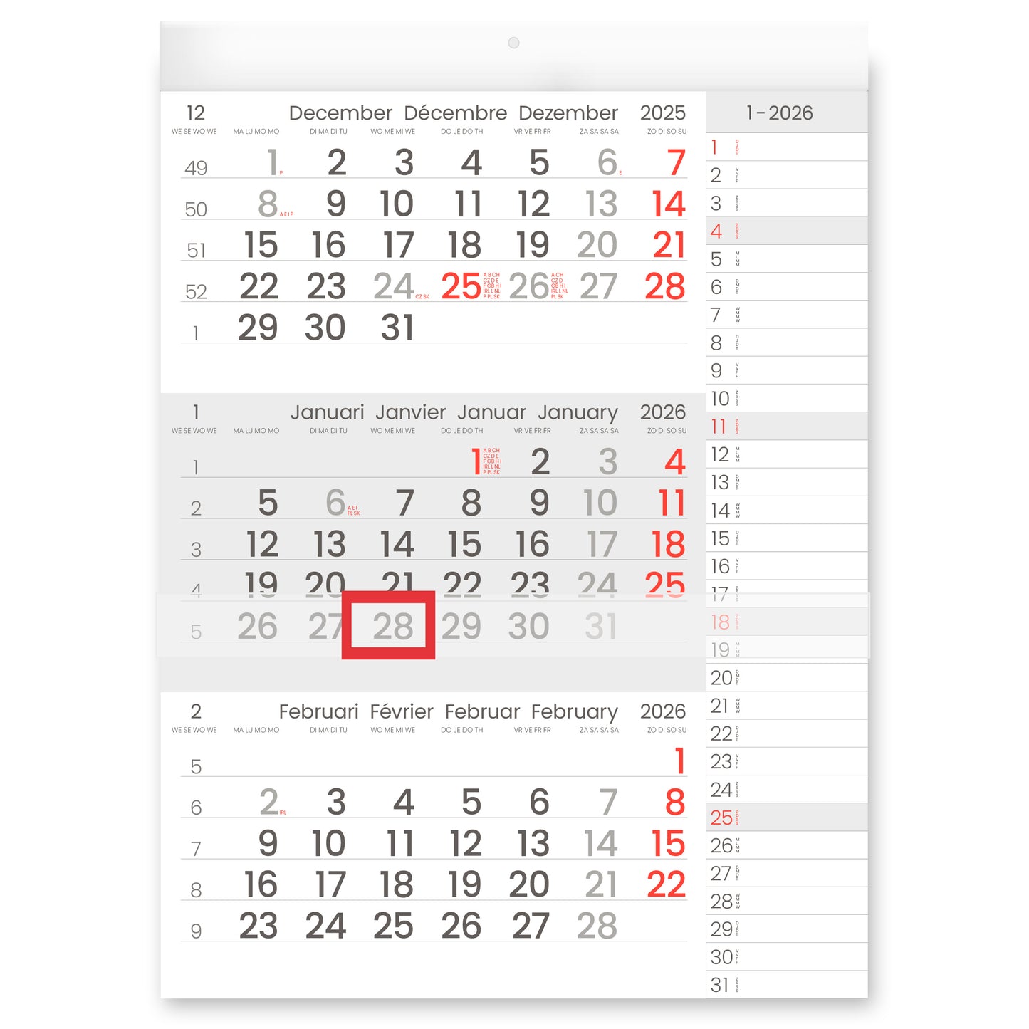 INNI - 3-Monats-Kalender 2026 Manager Notizen im Kompaktformat | 10 Stück