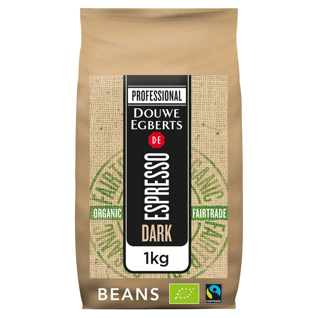 Douwe Egberts - Kaffee Espressobohnen dunkel geröstet Bio Fairtrade 1kg