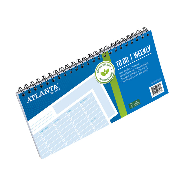 Djois – Unternehmungen Recyclingpapier Weekly 297x150mm 60 Blatt 70gr Querformat blau | 5 Stück