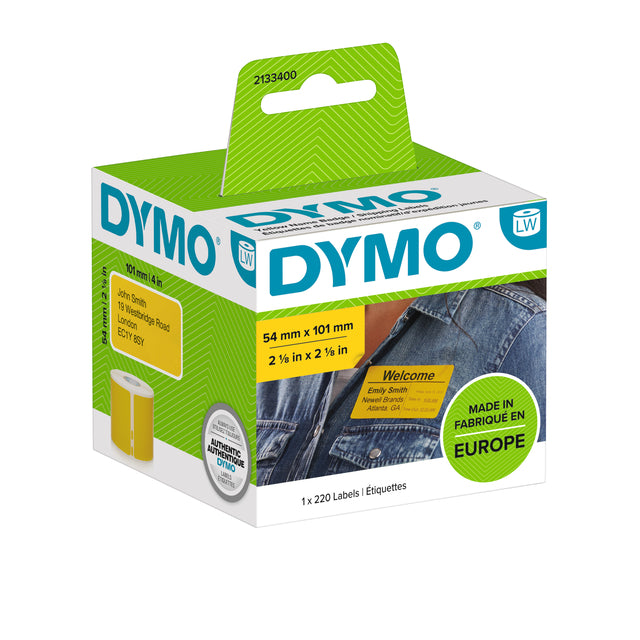 Dymo - Etiket LabelWriter Namenskarte 54x101mm 1 Rolle mit 220 Stück gelb