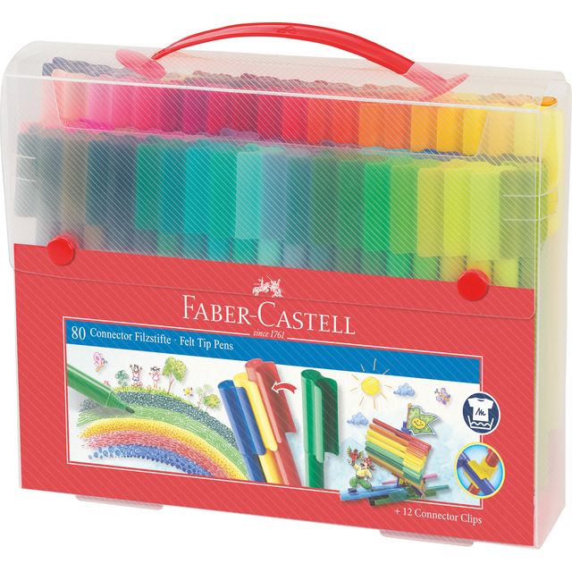 Faber Castell - Farbige Marker Faber-Castell Connector sortiertes Geschenkset mit 80 Stück