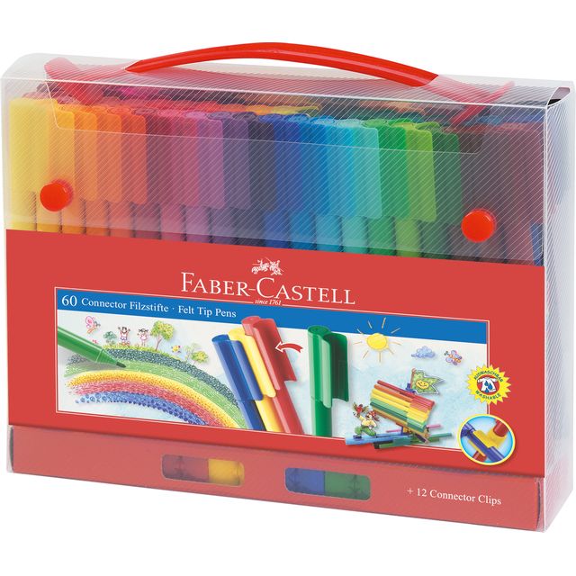 Faber Castell - Farbmarker Faber-Castell Connector sortierter Karton mit 60 Stück