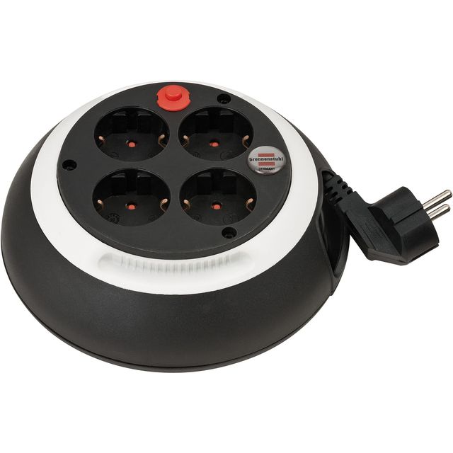 Brennerstuhl - Kabeltrommel 4 mal 3 Meter schwarz/weiß