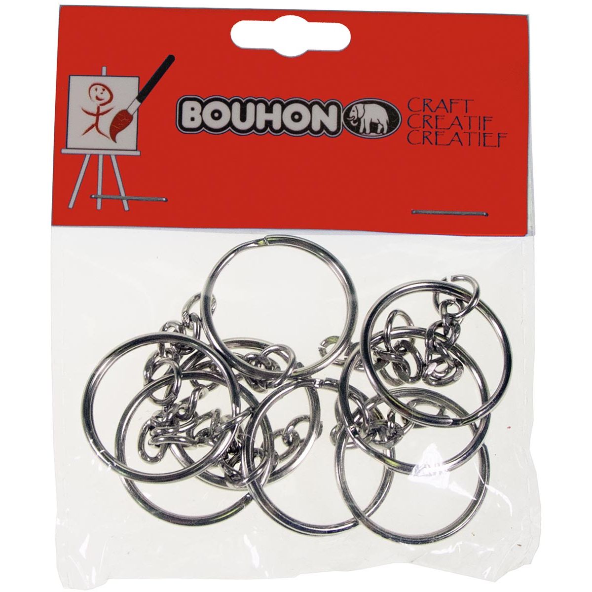 Bouhon - Schlüsselanhänger, 25 mm, Blister mit 8 Stück