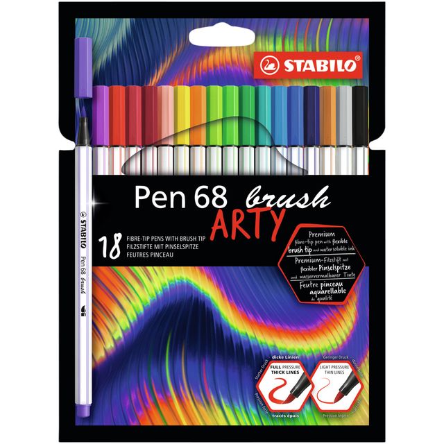 STABILO - Brushstick Pen 568/18 Arty sortiertes Etui mit 18 Stück