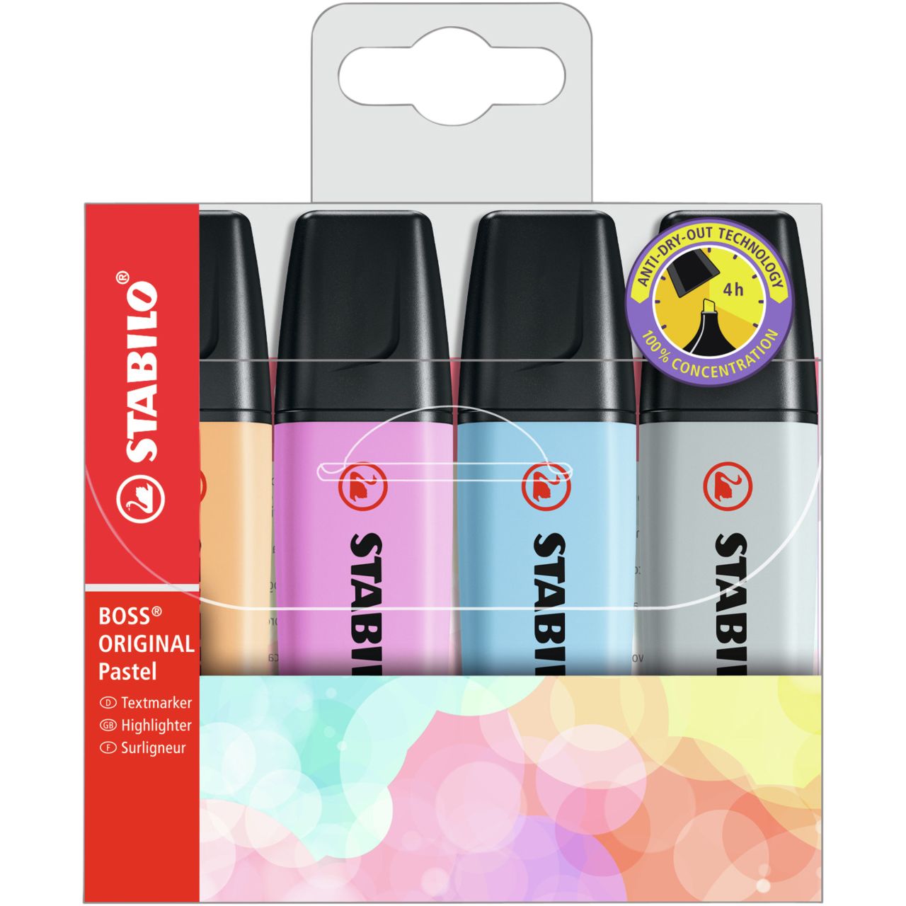 Stabilo - Textmarker BOSS Original 70/4 Pastell inkl. Grau sortiert 4 Stk