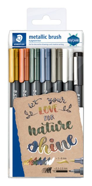 Staedtler - Brushpen-Metalletui mit 7 Farben | 180 Stück