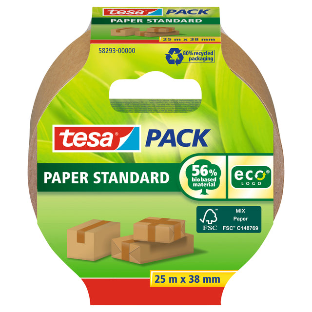 Tesa - Verpackungspaket® Papier Standard ecoLogo 25mx38mm braun | 8 Stück