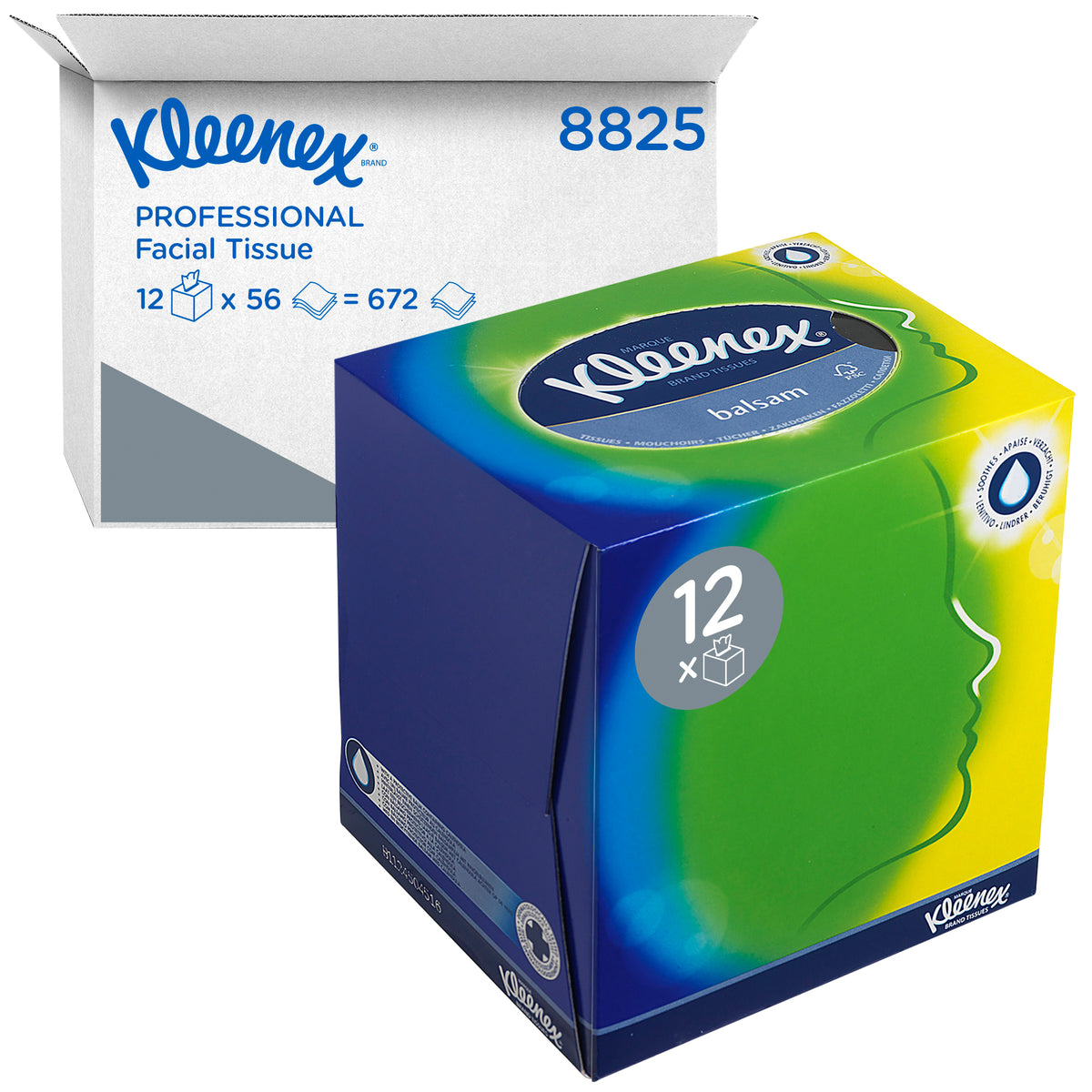 Kleenex - Kosmetiktücher Würfel 3 Lagen 56 Blatt weiß | 12 Stück