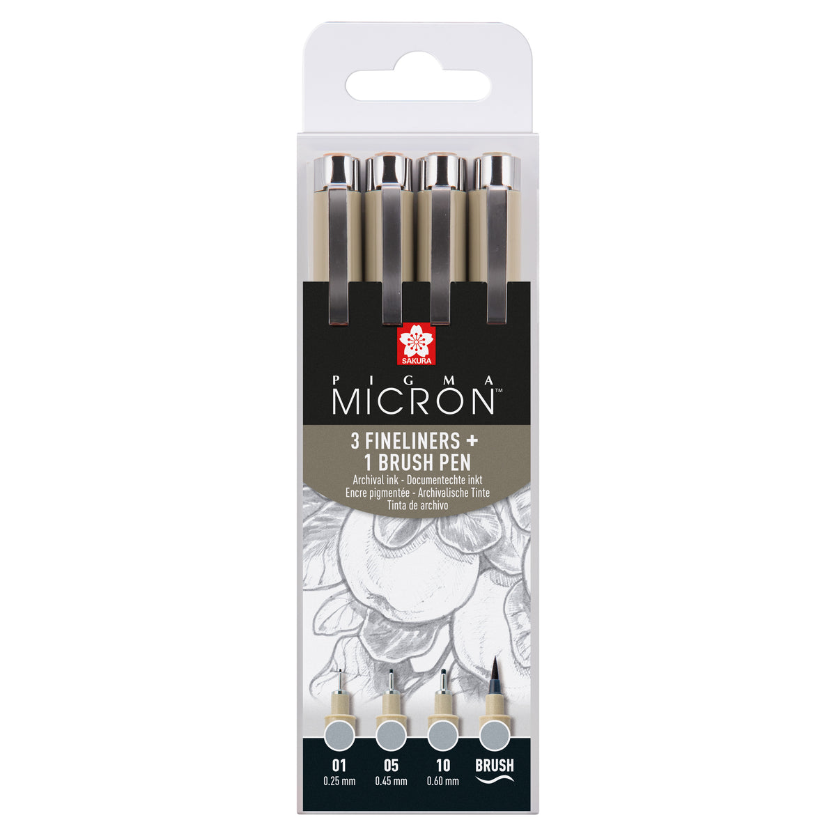 Sakura - Fineliner pigma micron lichtgrijs 4 maten | 6 stuks