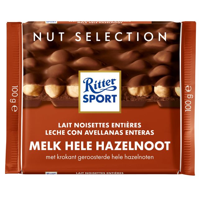 Ritter Sport - Schokoladenmilch-ganze Haselnuss 100gr | 10 Stück